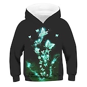 levne Dívčí 3D vize &amp; záření-Dívčí 3D Zvíře Motýl Kapuce Dlouhý rukáv 3D tisk Podzim Zima Módní Šik ven Rozkošný Děti 3-13 let Venkovní Denní Vevnitř Běžný