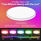abordables Luces de techo regulables-rgbcw a todo color atenuación inteligente y combinación de colores lámpara de techo del dormitorio 24w wifi aplicación de graffiti lámpara de techo de voz bluetooth se puede programar 2.4g se puede
