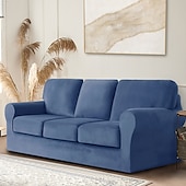 billige Sofatrekk-sofatrekk i fløyel 3-seters sofa putetrekk stretch sofa trekk møbelbeskytter med pute setetrekk, kan maskinvaskes