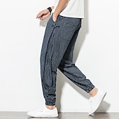 levne Domov-Pánské Tepláky Běžec Kalhoty Letní kalhoty Plážové kalhoty Šňůrky Elastický pas Proužek Pohodlné Prodyšné Ležérní Denní Streetwear Směs bavlny Sportovní Módní Černá Bílá Lehce elastické