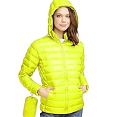 levne Puffer Jackets-dámská bunda s kapucí turistická péřová bunda duckdown zimní outdoor celorozepínací mikina s kapucí zateplená sbalitelná větruodolná ultra lehká (ul) bunda kabát top kemping lyže / snowboard rybaření červená modrá