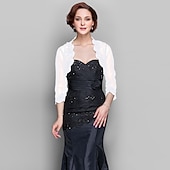 voordelige bruiloft gast wraps-Zwarte Shrugs Bolero Kant Tulle Bruids Feest Avond Elegante Moeder Wrap Met Beading Voor Formele Feest Avond Evenement Lente  Zomer jurk om indruk te maken