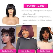abordables Perruques Synthétiques Sans Bonnet-perruque winona ryder perruques bob courtes cheveux humains 8 pouces cheveux vierges aucun avant de lacet droites courtes perruques bob de cheveux humains pour les femmes noires remy perruque noire