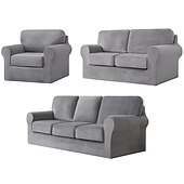 billige Sofatrekk-sofatrekk i fløyel 3-seters sofa putetrekk stretch sofa trekk møbelbeskytter med pute setetrekk, kan maskinvaskes