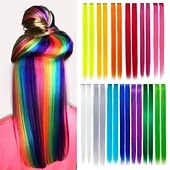 economico Clip nelle estensioni-parti colorate evidenzia clip nelle estensioni dei capelli per ragazze 20 pollici multicolori capelli lisci sintetici posticci nella festa
