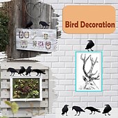 cheap Halloween Outdoor Decor-Halloween Acrylic Black Crow Scuplture Ornament Creative Photo Frame Raven Bird Statue Figurine Wall Display Decoration