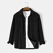 economico Camicie da uomo-camicia da uomo overshirt camicia di velluto a coste camicia giacca tinta unita couverture nero marrone manica lunga street daily button-down top moda casual confortevole