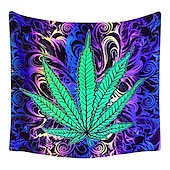 voordelige Blacklight wandtapijten-cannabisbladeren blacklight wandtapijt uv-reactief glow in the dark glow party neon psychedelisch trippy mistig hangend wandtapijt muurschildering voor woonkamer slaapkamer
