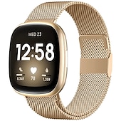 billige Fitbit klokkebånd-Reim til Smartklokke Kompatibel med Fitbit Versa 4 Sense 2 Versa 3 Sense Rustfritt stål Smartklokke Stropp Pustende Støtsikker Milanesisk rem Erstatning Armbånd