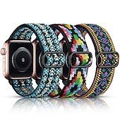 お買い得  Apple Watch Bands-3パック Solo Loop と互換性があります Apple Watch ウォッチバンド 38mm 40mm 41mm 42mm 44mm 45mm 49mm 弾性ある メタルクラスプ 伸縮性 ナイロン 交換用時計バンド のために iwatch Ultra 2 Series 9 8 7 SE 6 5 4 3 2 1