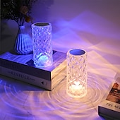 cheap Decorative Lights-Crystal Light Lamp Color Changing Lamps Table Lamp with Touch Control Diamond LED Night Light Rechargeable Rose Romantic Date Lighting Decor for Festival, Home, Restaurant, Bar