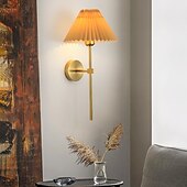 お買い得  LEDウォールライト-Lightinthebox 壁取り付け用燭台 1 個白い布ランプシェードゴールド壁ランプ列ブラケット壁照明バスルームドレッサーハードワイヤードランプリビングルームベッドルームダイニングルーム 110-240v に適用