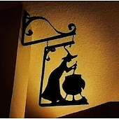 levne Halloween venkovní dekorace-halloween čarodějnický kotel silueta nástěnná výzdoba - venkovní kovový čarodějnický kotlík nástěnná ozdoba, halloween strašidelná závěsná kovová nástěnná cedule pro dekorace na zahradní párty