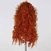 cheap Movie Character Wigs-Merida Wigs Blue Bird Long Curly Orange Brave Princess Cosplay Red Hair Synthetic Deep Wave  Wigs for Girls Party Show Heat Resistant Fiber Halloween Wigs