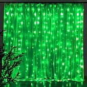 お買い得  プラグイン式電源-屋外クリスマスウィンドウライト 3x3m-300led プラグイン 8 モードカーテンライト 9 色リモートコントロールウィンドウ壁掛けライト クリスマスの装飾のための暖かい白 rgb 寝室の結婚式のパーティーガーデン屋内