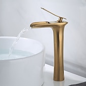 cheap Classical-Bathroom Sink Faucet,Brass Waterfall Centerset Single Handle One Hole Bath Taps