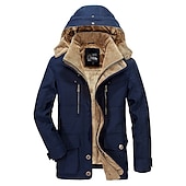 preiswerte Herrenjacken &amp; Herrenmäntel-Herren Wintermantel Fleecejacke Warm Verdicken Outdoor Freizeitskleidung Feste Farbe Oberbekleidung Bekleidung Blau Grün Kaki