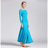 voordelige Ballroom danskleding-Ballroomdansen Kleding Pure Kleur Tule Dames Prestatie Opleiding Lange mouw Polyester