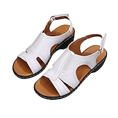 voordelige Comfortsandalen-dames bruine slingback sandalen van imitatieleer met uitsparingen en sleehak - comfortabele zomerwandelschoenen