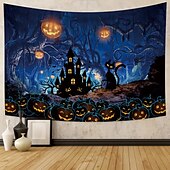 halpa halloween seinävaatteita-halloween koristeet kuvakudos jack o lyhty kurpitsa sisustus seinä taide suuri riippuva kuvakudos seinämaalaus sisustus valokuva tausta peitto verho koti makuuhuone olohuone lepakko kummitus talo