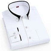 preiswerte Button-Down-Hemden für Herren-Herren Oberhemd Hemd Bügelfreies Hemd Solide / einfarbig Hochzeit Wein Schwarz Weiß Rosa Langarm Umlegekragen Ganzjährig Bekleidung