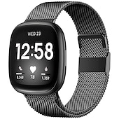 billige Fitbit klokkebånd-Reim til Smartklokke Kompatibel med Fitbit Versa 4 Sense 2 Versa 3 Sense Rustfritt stål Smartklokke Stropp Pustende Støtsikker Milanesisk rem Erstatning Armbånd