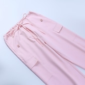 cheap Women&#039;s Cargo Pants-Women&#039;s Cargo Pants Pants Trousers Baggy Pants Fashion Low Waist Solid Color Pocket Baggy Quick Dry Inelastic Causal Black White Pink Khaki Spring, Fall, Winter, Summer Loose Fit