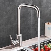 cheap Rotatable-Stainless Steel Kitchen Sink Mixer Faucet, 360 Swivel Single Handle Kitchen Taps Deck Mounted, with Hot and Cold Water Hose Vessel Taps