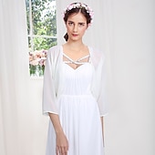 voordelige bruiloft gast wraps-Vrouwen Wikkels Bolero Schouder Jassen  Jassen Zonbescherming 3/4 Lengte Mouw Dolman Mouw Chiffon Bruiloftswikkels Met Beading Voor Feest Avond Herfst Jurk om indruk te maken