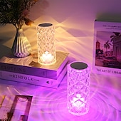 cheap Decorative Lights-Crystal Light Lamp Color Changing Lamps Table Lamp with Touch Control Diamond LED Night Light Rechargeable Rose Romantic Date Lighting Decor for Festival, Home, Restaurant, Bar