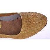 billiga Ballroom-skor och dansskor för modern dans-sällskapsdansskor med glitter i silver med mockasula – eleganta klackar för latin, salsa och performancedans
