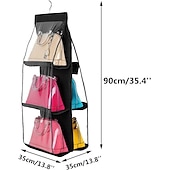 お買い得  ジュエリー＆コスメ収納-両面　6ポケット　折りたたみ式　ハンギング　ハンドバッグ　財布　収納　バッグ　雑貨　整頓　オーガナイザーワードローブクローゼット　ハンガー