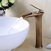 cheap Classical-Bathroom Sink Faucet,Brass Waterfall Centerset Single Handle One Hole Bath Taps