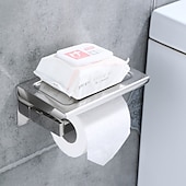 お買い得  トイレットペーパーホルダー-多機能トイレット ペーパー ラック 304 ステンレス鋼ロール ペーパー タオル ラック大/小ミラー明るい明るい色