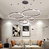 Χαμηλού Κόστους Πολυέλαιοι-4φωτα led 110w κυκλικός πολυέλαιος led μοντέρνα κρεμαστά φώτα χρυσό καφέ για σαλόνι μπαρ δωμάτιο γραφείο 4 στρώσεις dimmable με τηλεχειριστήριο ρυθμιζόμενο μόνο με τηλεχειριστήριο