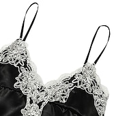 billiga Sovkläder till damer-dam pyjamas dräkter klänning nattlinne pjs 5 stycken ren färg mode enkel retro fest hem säng satin siden v wire långärmad rem topp byxa elastiskt midjebälte ingår vår höst hem kläder