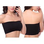 baratos Sutiãs-sutiã bandeau sem costura plus size sem alças sutiã tubo superior elástico com almofadas removíveis para roupas femininas para casa
