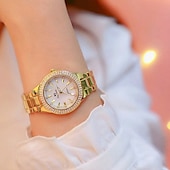 tanie Zegarki kwarcowe-Zegarek na nadgarstek Kwarcowy na Damskie Analog Kwarc Moda Luksusowy Bling Kryształ górski bransoletka Stal nierdzewna Stal nierdzewna