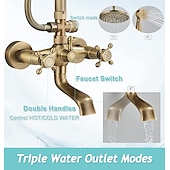 abordables Appareils de douche extérieurs-Robinet de douche, ensemble de système de douche, appareil de douche en laiton antique à effet pluie pommeau de douche de 8 pouces avec poignée de douche cascade bec de baignoire système de douche