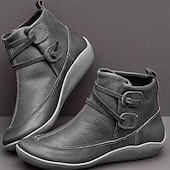 cheap Ankle Boots-Women&#039;s Brown Casual Ankle Boots with Double Buckle Straps - Comfortable Everyday Footwear for Fall and Winter