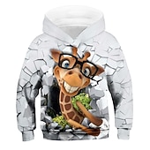 billiga Pojkens 3D-djur-Pojkar 3D Djur Giraff Huvtröja Långärmad 3D-tryck Höst Vinter Aktiv Sport Mode Polyester Barn 3-13 år Utomhus Dagligen Inomhus Normal