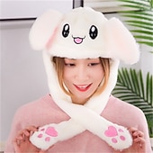 cheap Novelty Toys-Glowing Plush Ear Moving Jumping Rabbit Hat Funny Glowing Ear Moving Bunny Hat Cosplay Festival Party Hat 5-18 Years and Adult