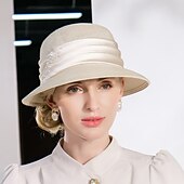 preiswerte Partyhut-elegante niedliche Faserstrohhüte mit Rüschen / Rüschen 1pc lässig / Urlaub / Teeparty-Kopfbedeckung / böhmische Strandstroh-Kopfbedeckung / Strohhüte mit Satinschleife lässig /