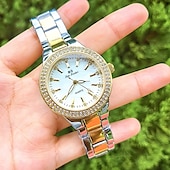 tanie Zegarki kwarcowe-Zegarek na nadgarstek Kwarcowy na Damskie Analog Kwarc Moda Luksusowy Bling Kryształ górski bransoletka Stal nierdzewna Stal nierdzewna