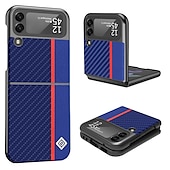 cheap Samsung Cases-Phone Case For Samsung Galaxy Z Flip 6 Z Flip 4 Z Flip 3 Flip Flip Solid Colored PC PU Leather