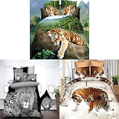 voordelige Dekbedovertreksets-3D tijgerprint dekbedovertrek beddengoed sets dekbedovertrek met 1 dekbedovertrek of sprei, 1 laken, 2 kussenslopen voor dubbel/queen/king (1 kussensloop voor twin/single)