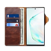 economico Cover Samsung-Custodia per telefono per Samsung Galaxy S24 S23 S22 S21 S20 Plus Ultra Note 20 Ultra Custodia a tutto corpo Porta schede in pelle colorata solida Vera pelle