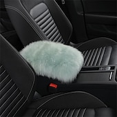 abordables Reposacabezas para coche-Funda de Consola Central de Auto Universal Funda de Apoyabrazos de Piel de oveja de cuero genuino Protector Esponjoso