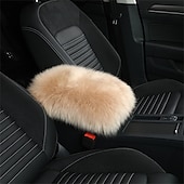 abordables Reposacabezas para coche-Funda de Consola Central de Auto Universal Funda de Apoyabrazos de Piel de oveja de cuero genuino Protector Esponjoso