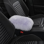 abordables Reposacabezas para coche-Funda de Consola Central de Auto Universal Funda de Apoyabrazos de Piel de oveja de cuero genuino Protector Esponjoso